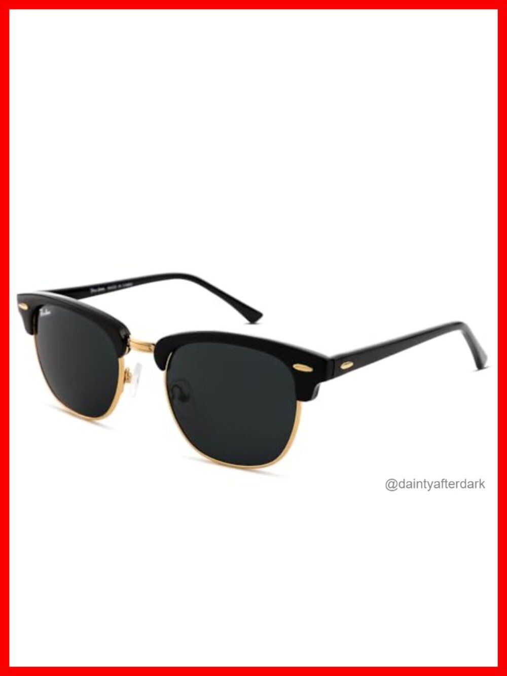 Semi-Rimless Square Sunglasses UV400 Glass Lens TR Temples Spring Hinges